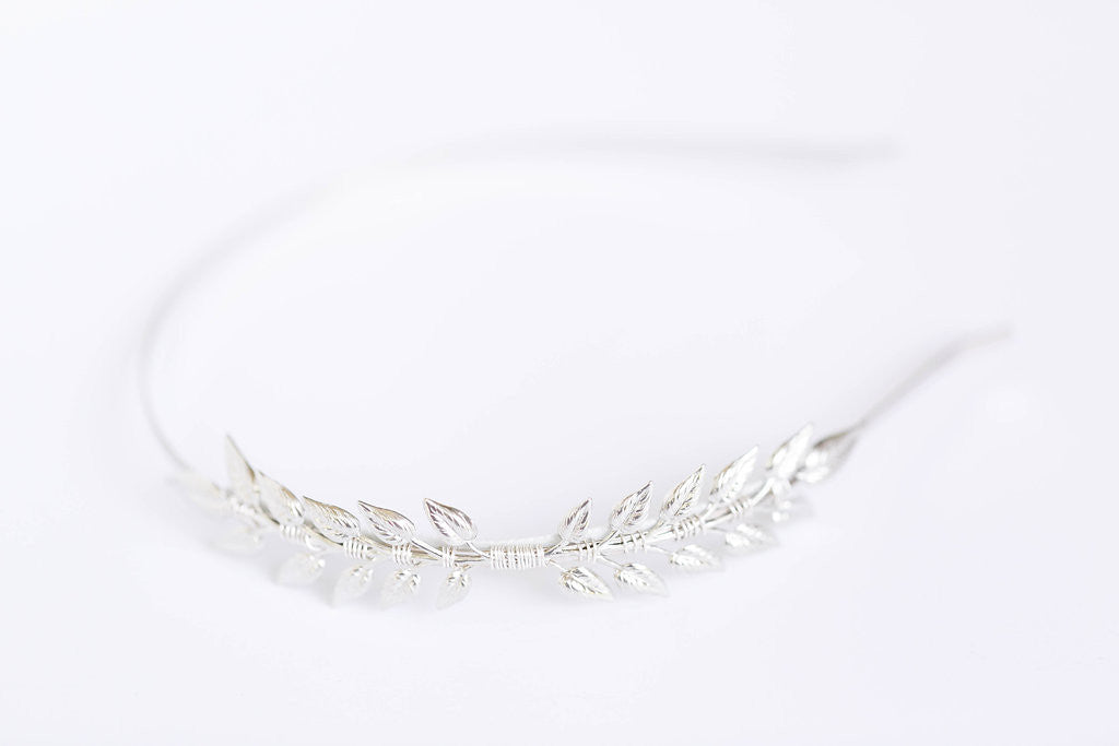 silver leaf headband