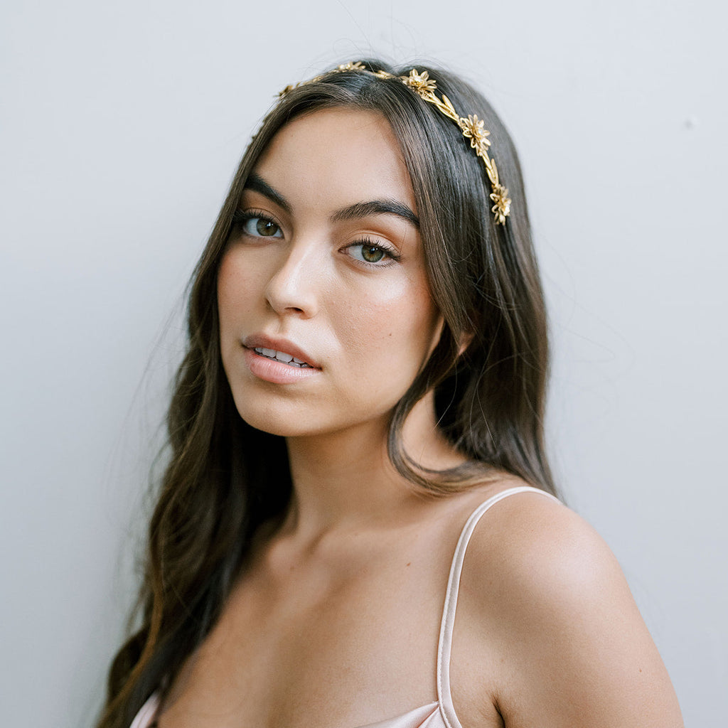 Tiny Floral Vine Gold Headband, Crown,  Hairpiece, Wedding Accessory, Bridal, Gold Wedding Head Piece, Hair Accessories, Headband