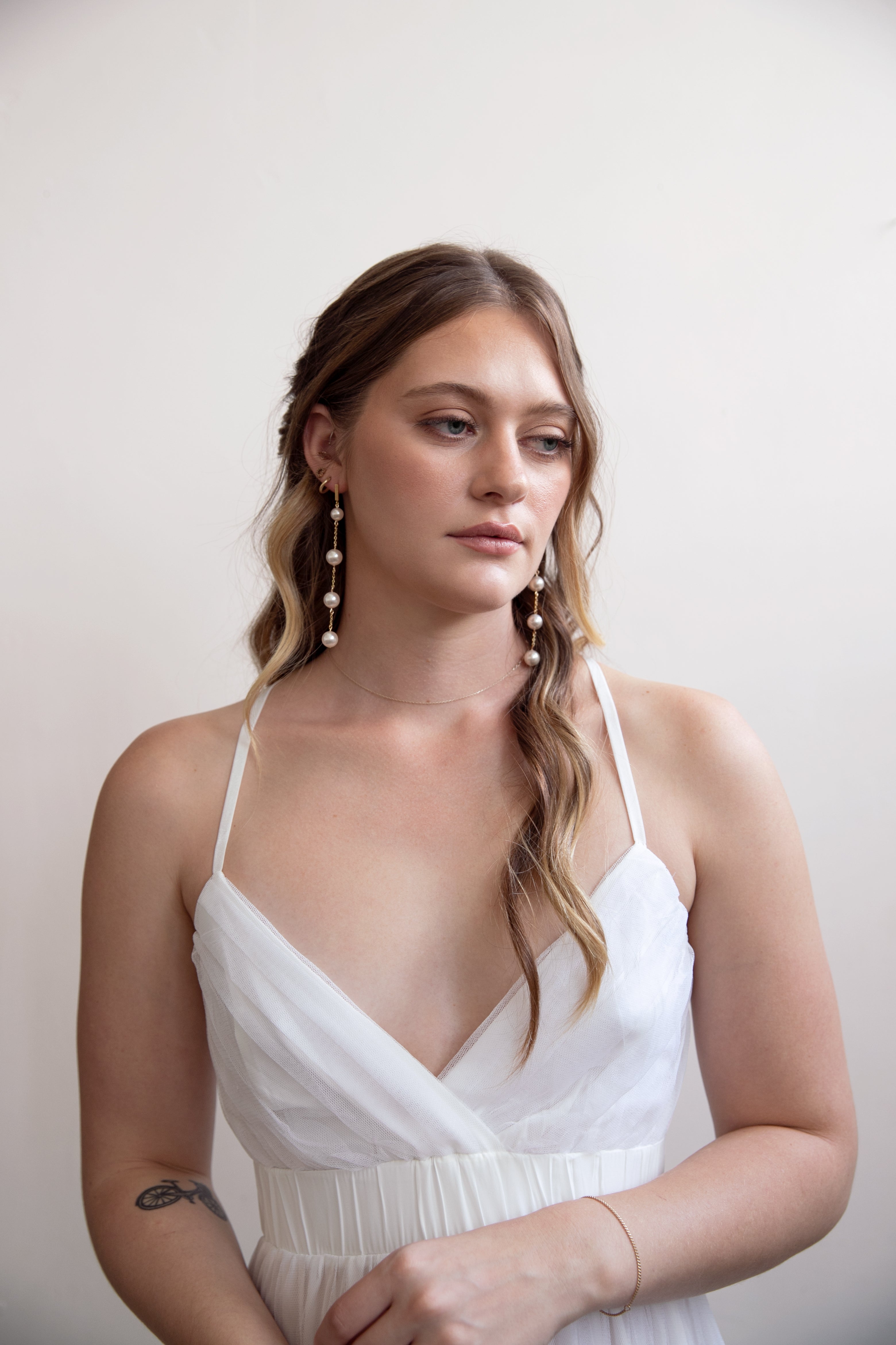 Gwen - Long Pearl Drop Earrings