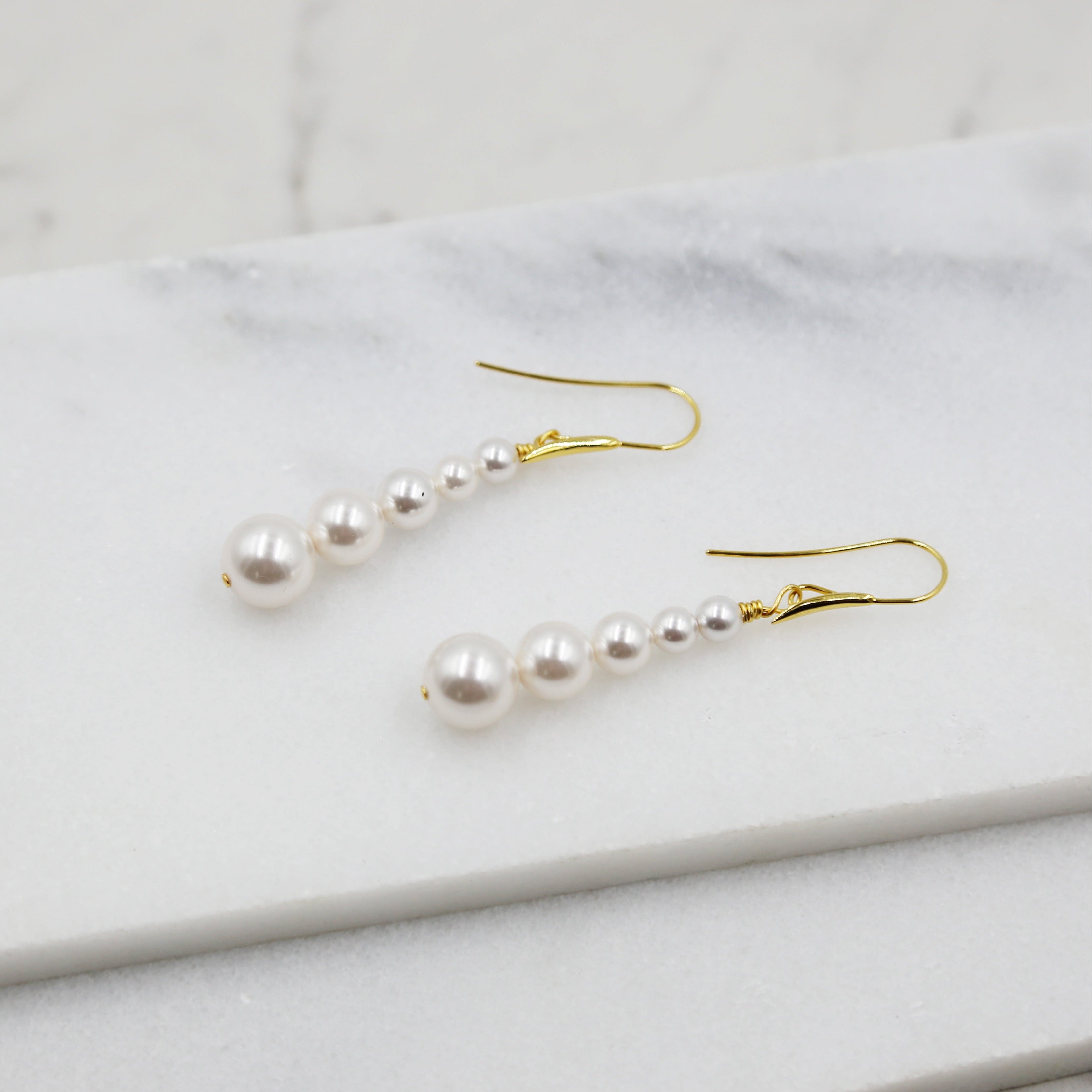 Swarovski Floating White Pearl Yellow Gold Plated Hoop Earrings | Ylang 23