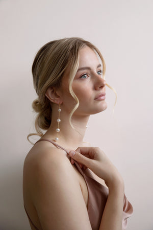 Gwen - Long Pearl Drop Earrings
