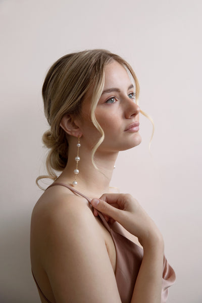 Gwen - Long Pearl Drop Earrings – Acute Designs