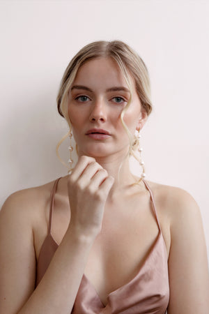 Gwen - Long Pearl Drop Earrings