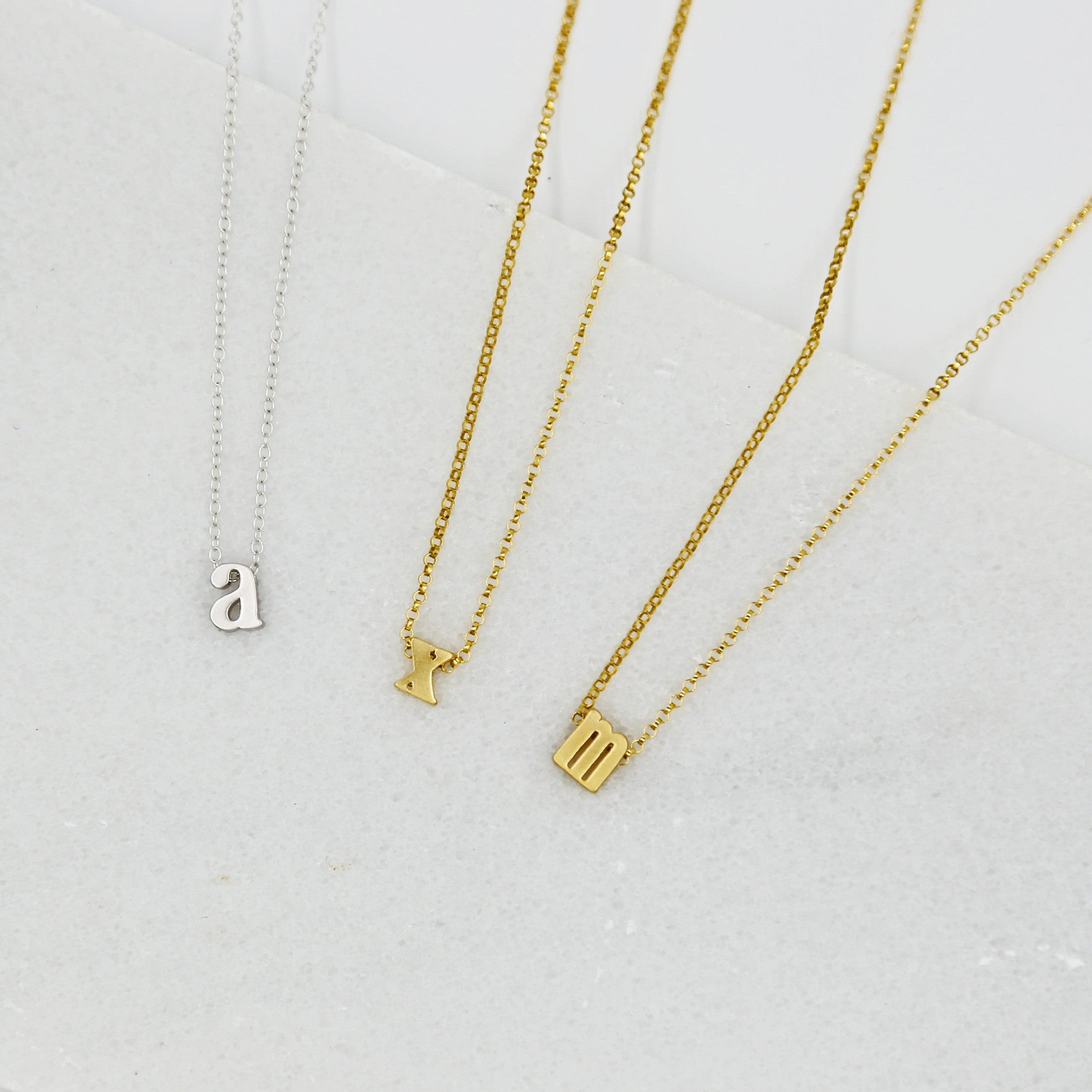 Monogrammed Typewriter Initial Necklace - Sterling Silver / One Letter