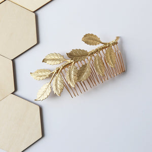 gold leaf bridal comb