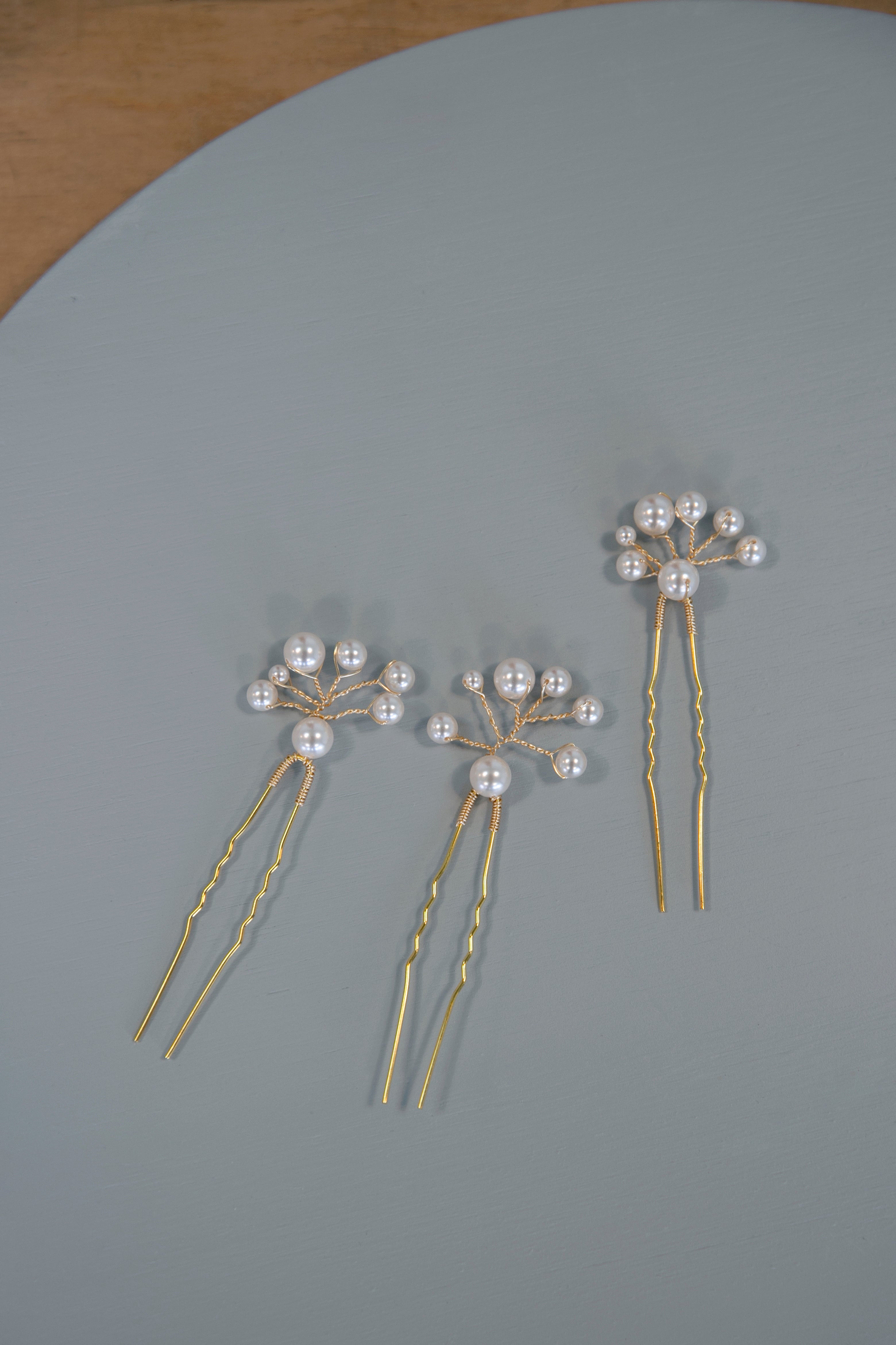 Millie - Set of Three Pearl Burst Hair Pins