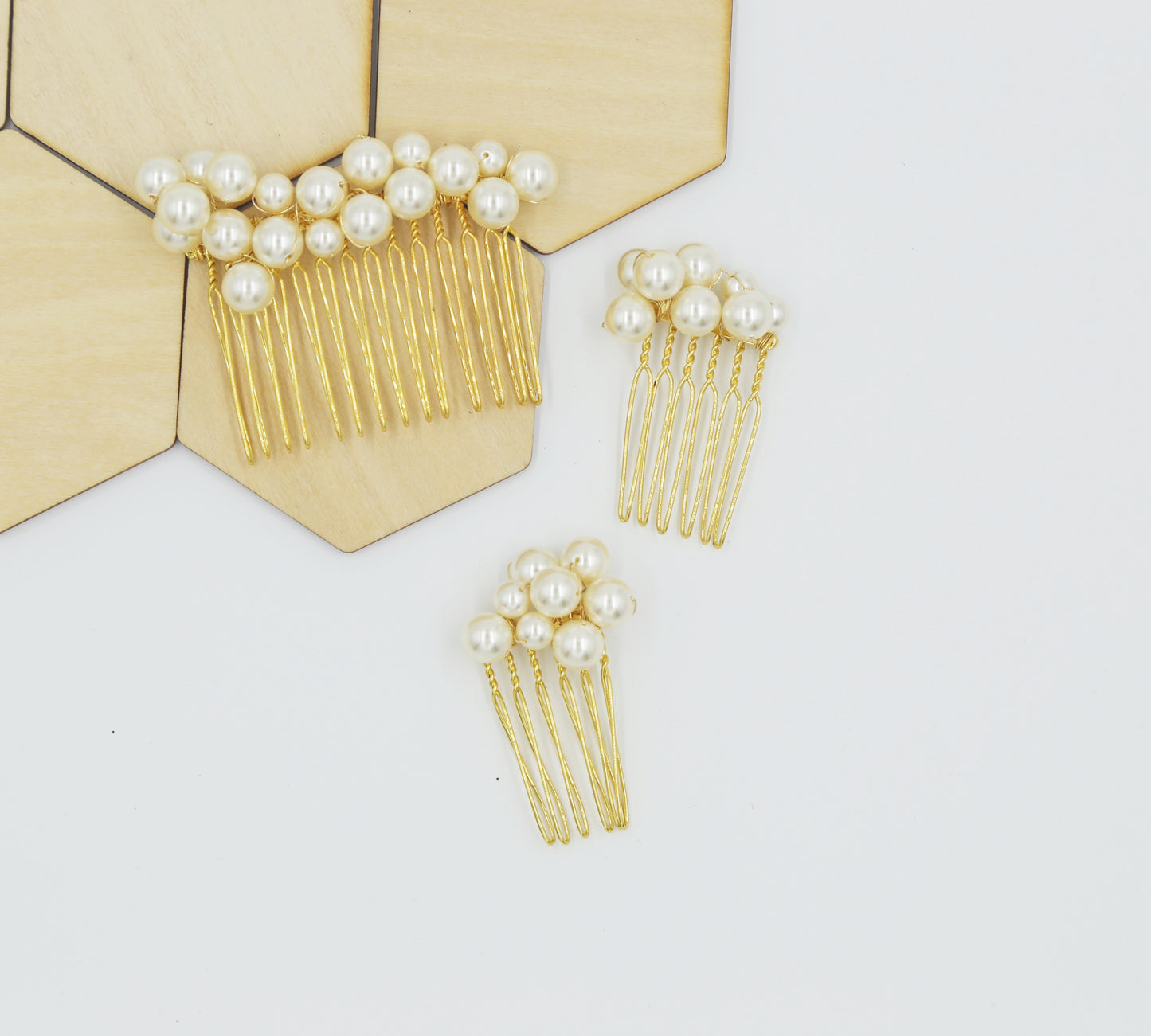 Swarovski Pearl Comb Set - Set of Three Combs