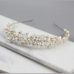 Sparkling Pearl Tiara Headband, Crown, Hairpiece, Wedding Accessory, Bridal, Gold Wedding Head Piece, Hair Accessories, Headband