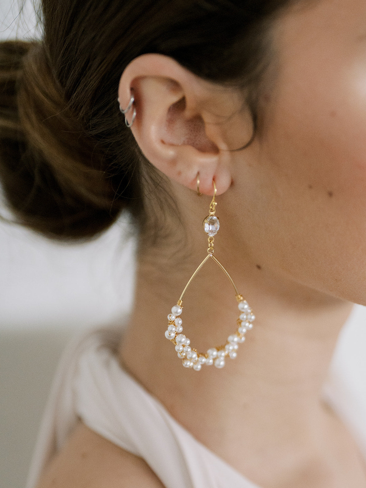 Statement earrings store pearl