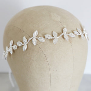 silver leaf bridal crown