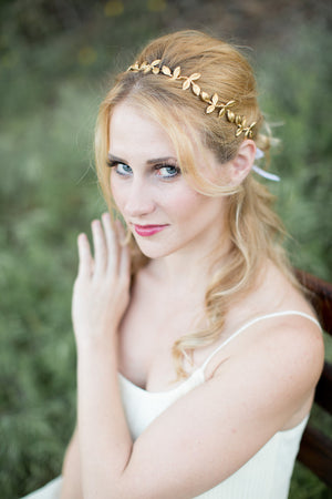 gold leaf bridal crown