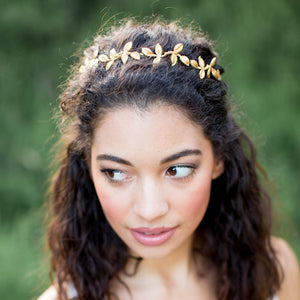 gold leaf bridal crown