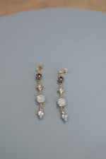 Sylvia - Swarovski Drop Earrings - amethyst and white