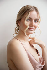 Sylvia - Swarovski Drop Earrings - amethyst and white