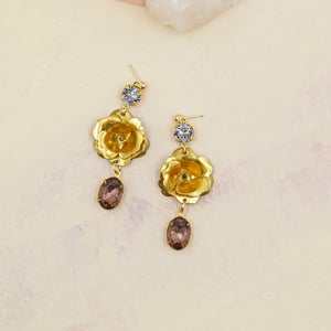 Rosebud Swarovski Drop Statement Earrings