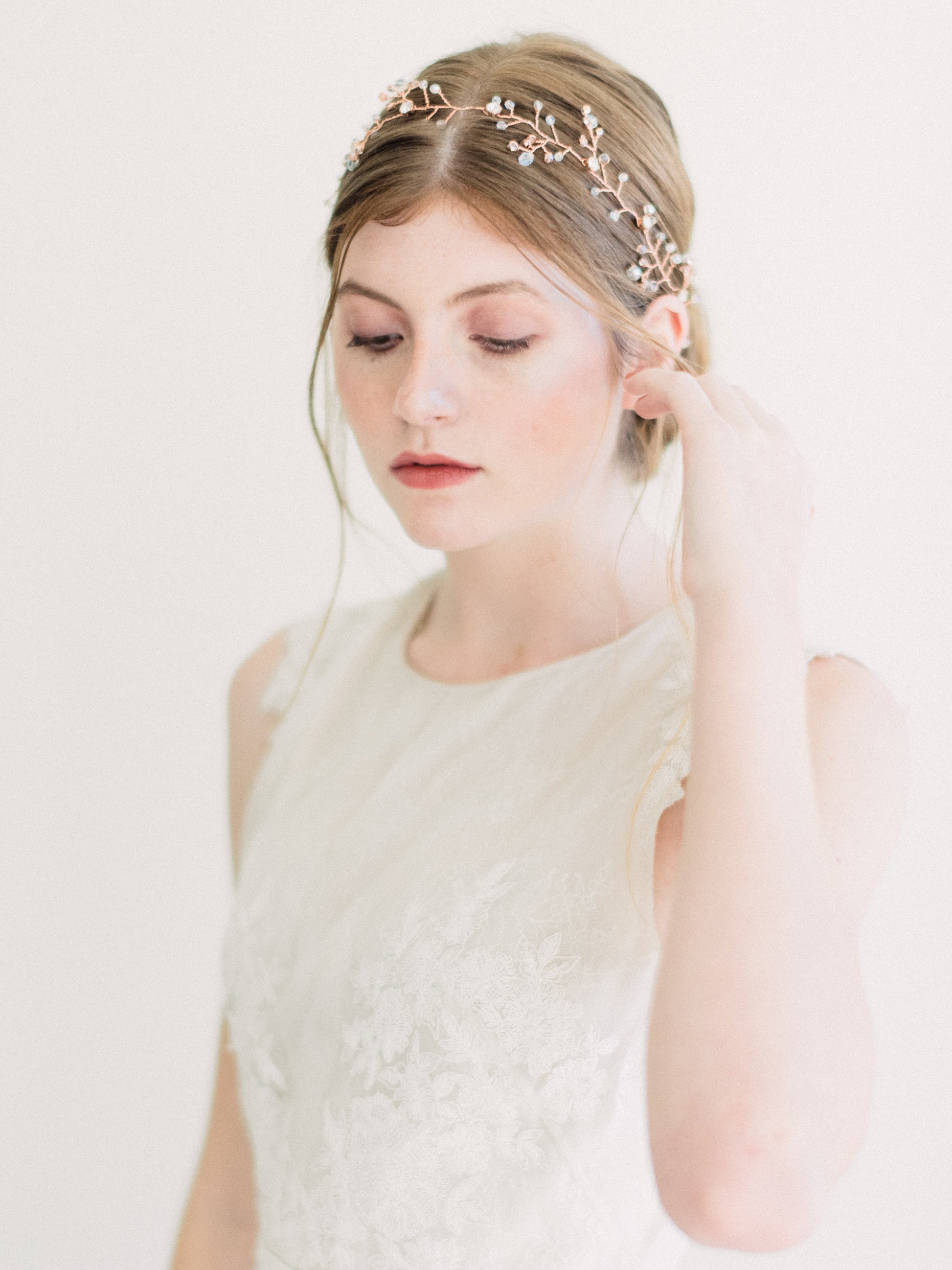 rose gold swarovski wedding crown