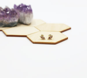 Navette Marquis Natural Druzy Stud Earrings