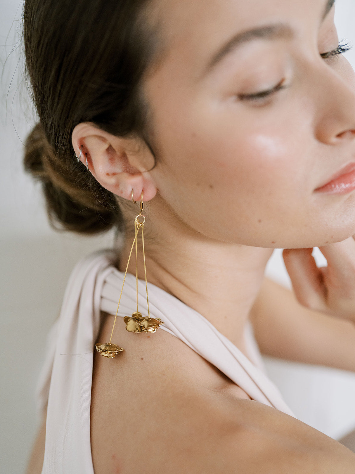 Golden Rosebud Bauble Earrings