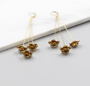 Golden Rosebud Bauble Earrings