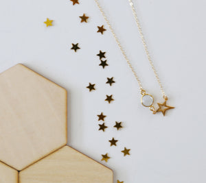 gold star moonstone necklace