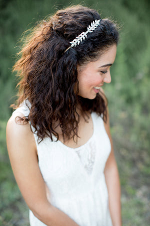 silver bridal headband crown 