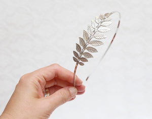 silver laurel leaf headband
