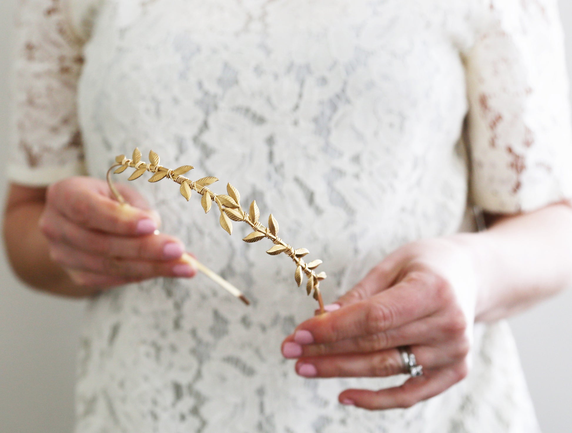 gold leaf bridal headband