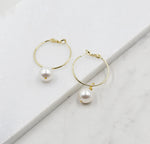 Small Pearl Gold Hoop Earrings, dangle, hoops, swarovski pearls, bridal, wedding, beaded earrings, classic, big hoop earrings, white pearls