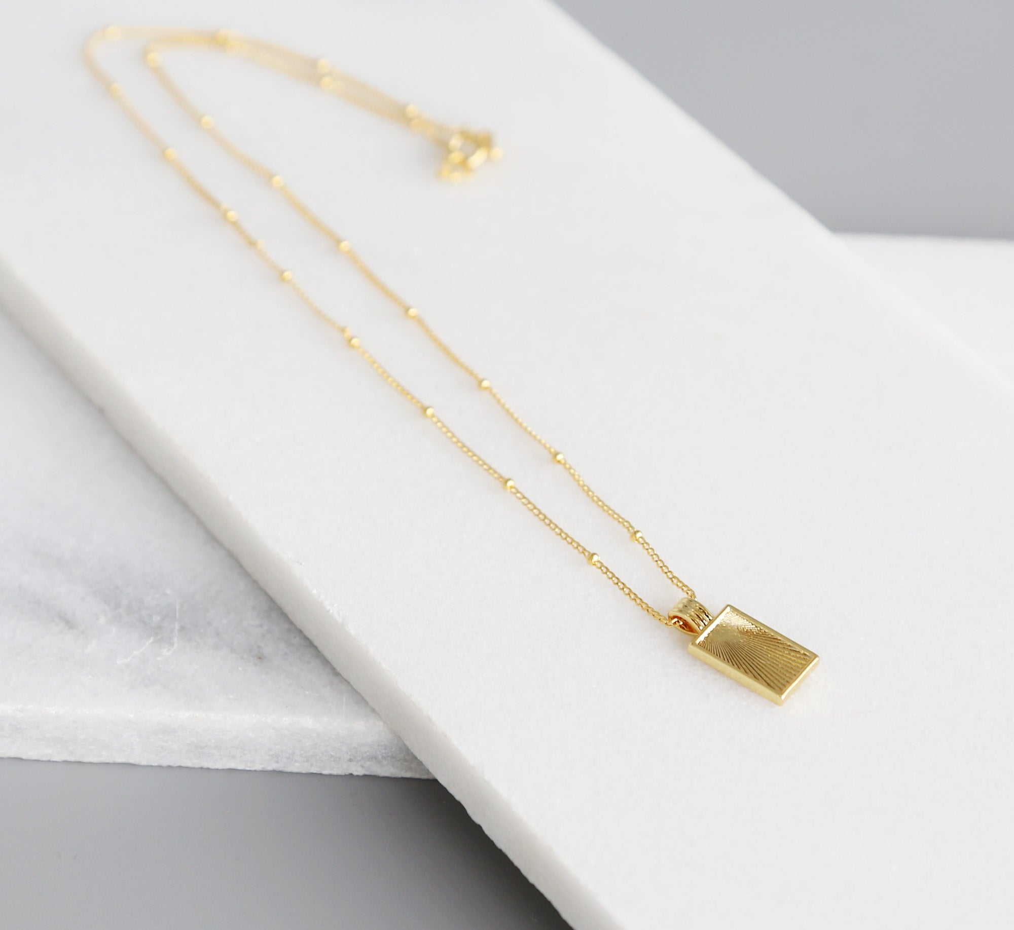 Sunrise Pendant Necklace, Gold Necklace, Tag Necklace, Dainty Gold Jewelry, Celestial, Gold Chain, Luminous Collection
