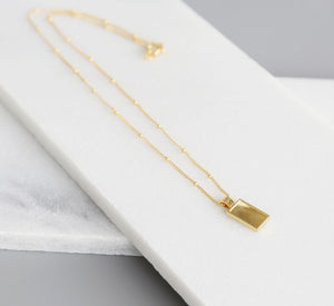 Sunrise Pendant Necklace, Gold Necklace, Tag Necklace, Dainty Gold Jewelry, Celestial, Gold Chain, Luminous Collection