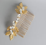 Golden Leaf and Sparkle Vine Comb, Swarovski, Hairpiece, Wedding Accessory, Bridal, Hair Clip, Hair Accessories, Bridal Head Piece, Gold Comb