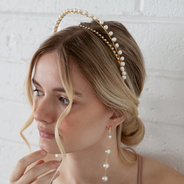 Viola - Fresh Water Pearl and Sparkle Crown, headband, Tiara – Acute Designs