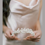 Sparkling Pearl Tiara Headband, Crown, Hairpiece, Wedding Accessory, Bridal, Gold Wedding Head Piece, Hair Accessories, Headband