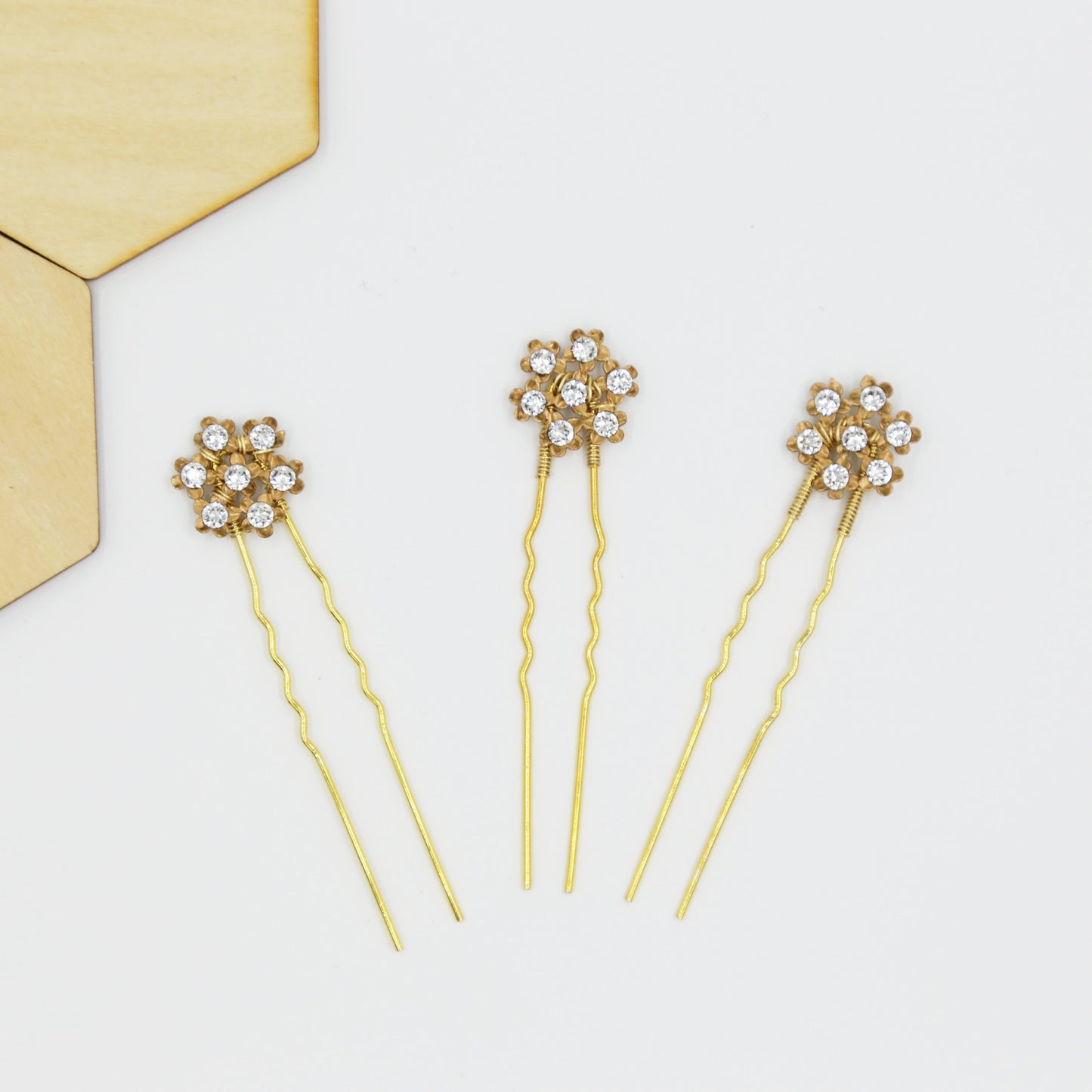 Cluster Flower Swarovski Hairpins - Set of Three
