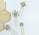 Sparkling Floral Swarovski Hairpins - Set of Four