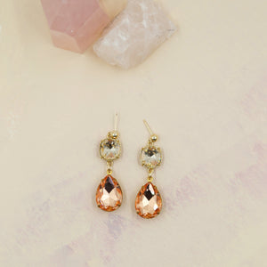 Shimmering Peach Swarovski Drop Earrings