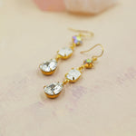 Triple Stone Swarovski Drop Earrings