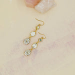 Triple Stone Swarovski Drop Earrings
