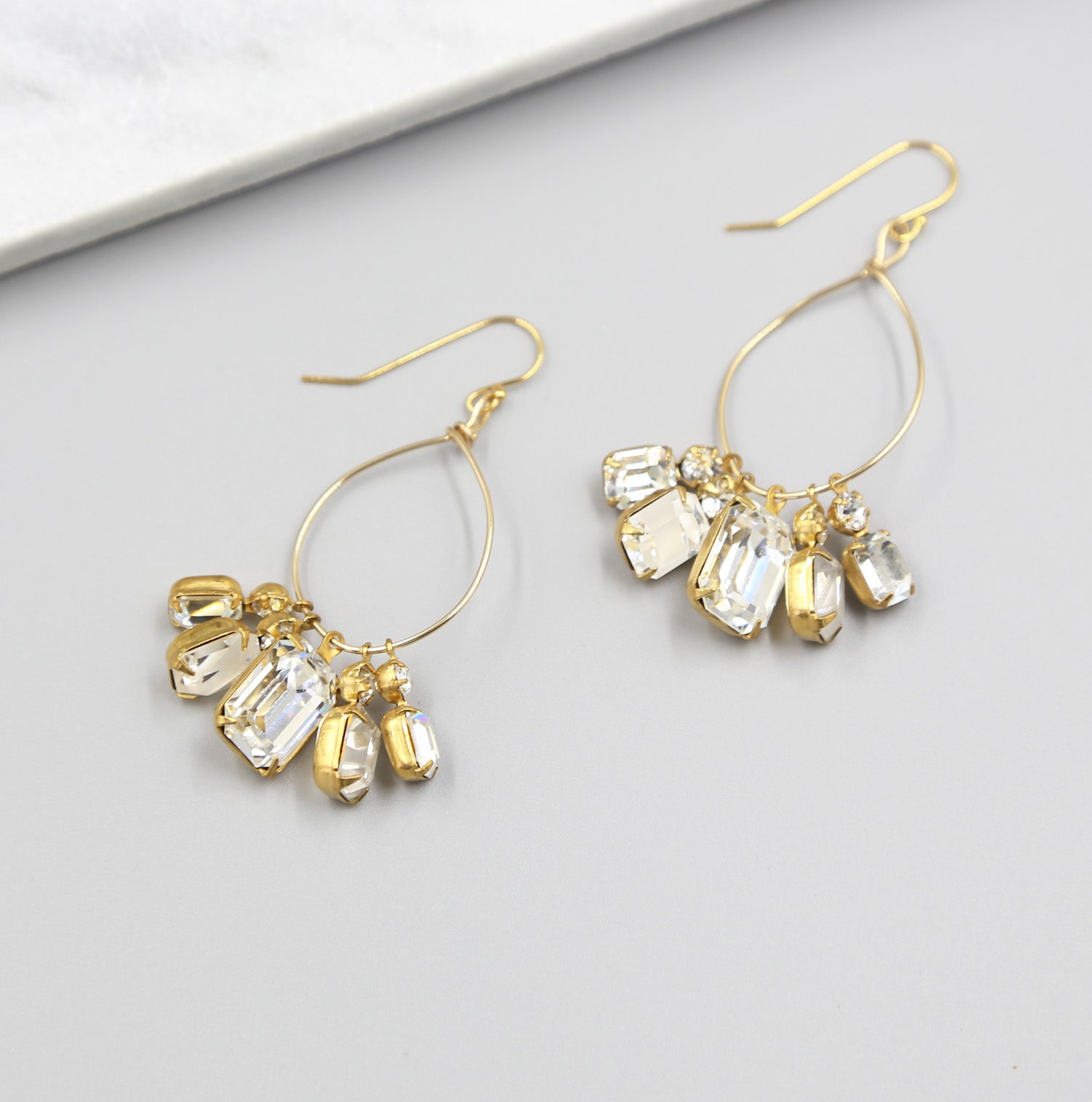 Crystal Bauble Hoop Statement Earrings, gold earrings, teardrop, Swarovski, bridal earrings