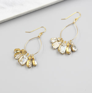 Crystal Bauble Hoop Statement Earrings, gold earrings, teardrop, Swarovski, bridal earrings
