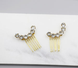 Mini Combs - Abstract Minimal Crystal Mini Wedding Comb Set, Swarovski, Hairpiece, Wedding Accessory, Bridal, Hair Clip, Hair Accessories