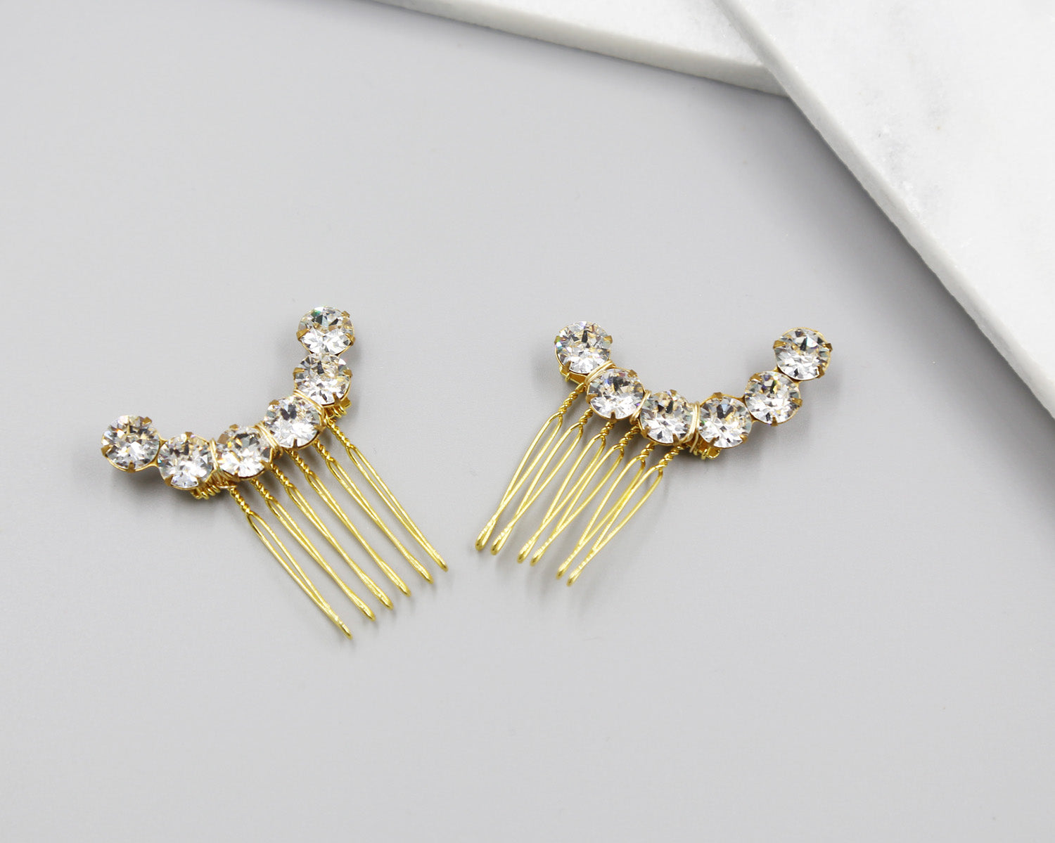 Mini Combs - Abstract Minimal Crystal Mini Wedding Comb Set, Swarovski, Hairpiece, Wedding Accessory, Bridal, Hair Clip, Hair Accessories