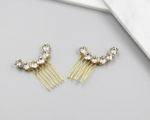 Mini Combs - Abstract Minimal Crystal Mini Wedding Comb Set, Swarovski, Hairpiece, Wedding Accessory, Bridal, Hair Clip, Hair Accessories