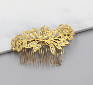 Sparkling Flower Comb, Swarovski, Hairpiece, Wedding Accessory, Bridal, Hair Clip, Hair Accessories, Bridal Head Piece, Gold Comb