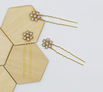 Cluster Flower Swarovski Hairpins - Set of Three