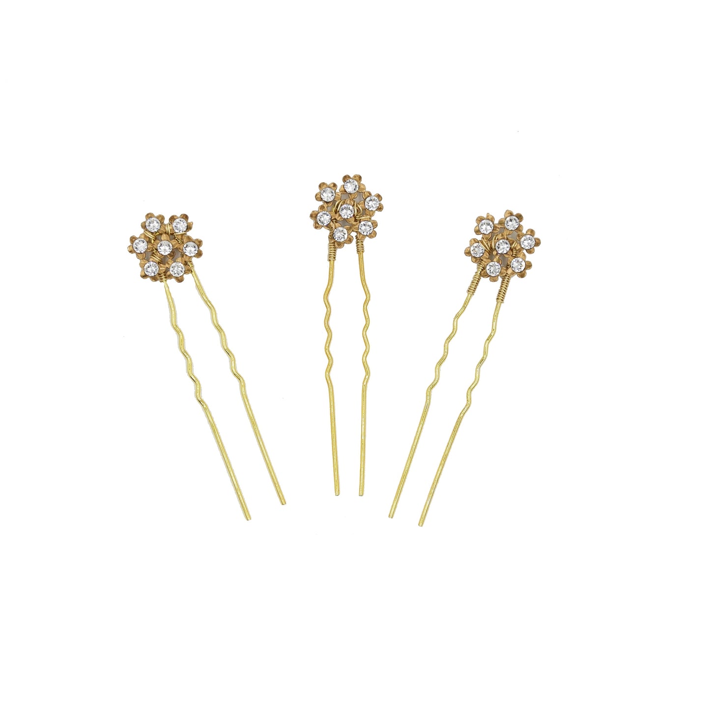 Cluster Flower Swarovski Hairpins - Set of Three