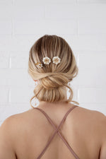 Daisy - Set of Three White and Gold Flower Hairpins
