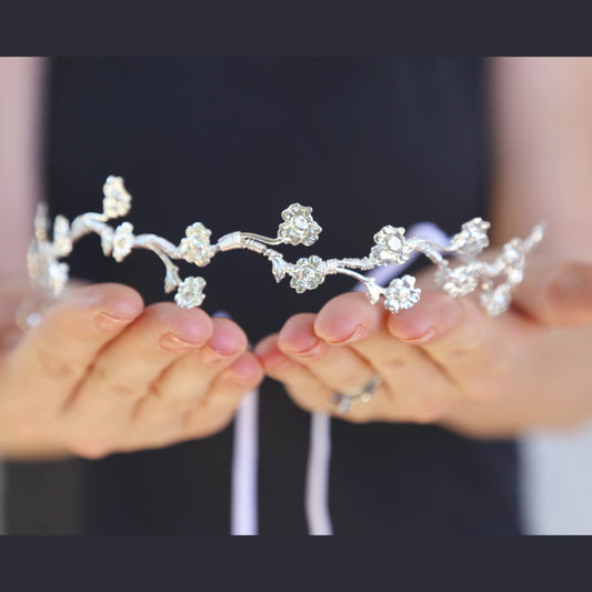 silver flower crown