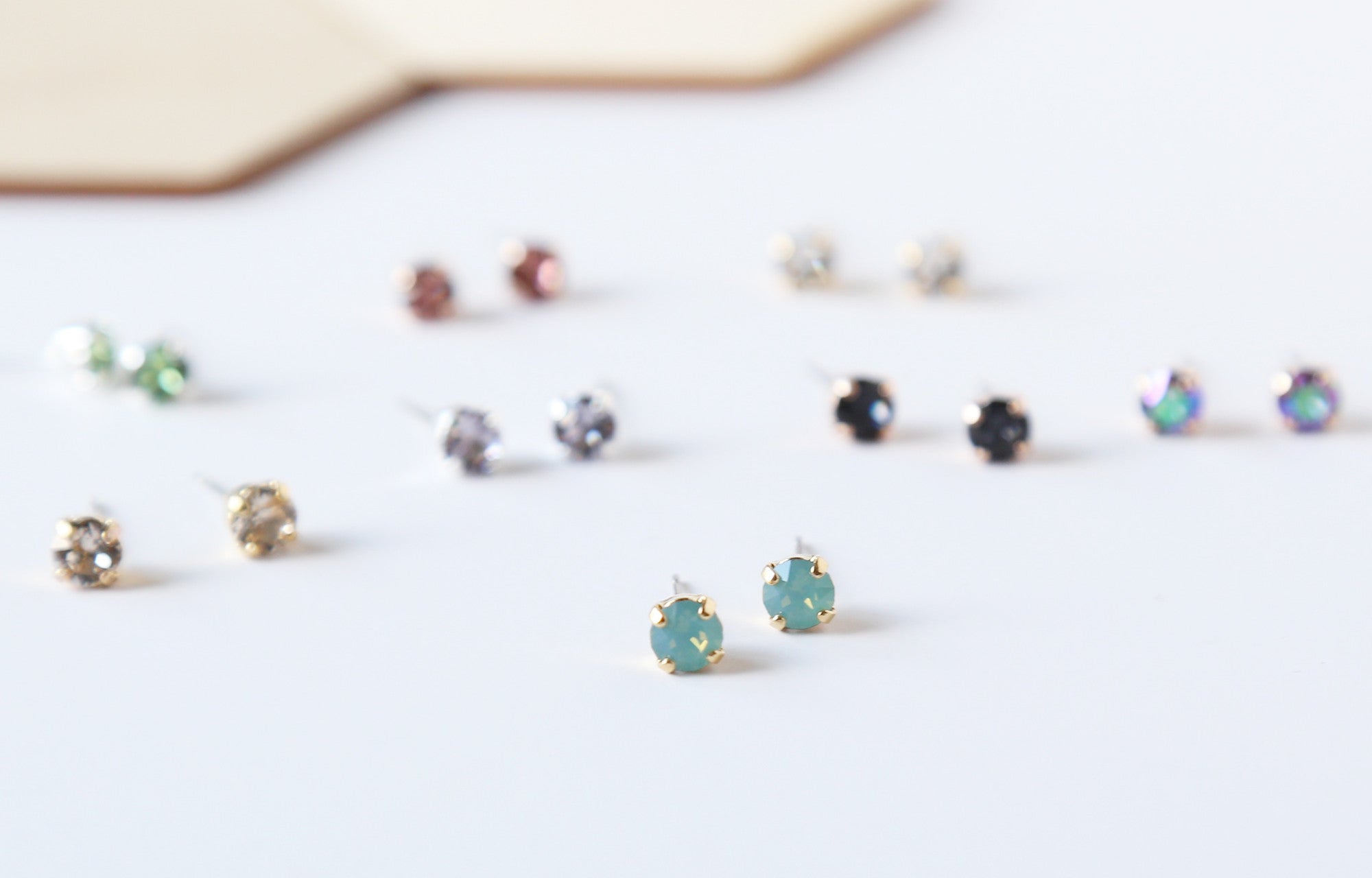 tiny square swarovski crystal stud earrings