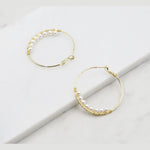 Tiny Pearl Hoop Earrings, gold hoops, swarovski pearls, bridal earrings, wedding, beaded earrings, classic, big hoop earrings, white pearls